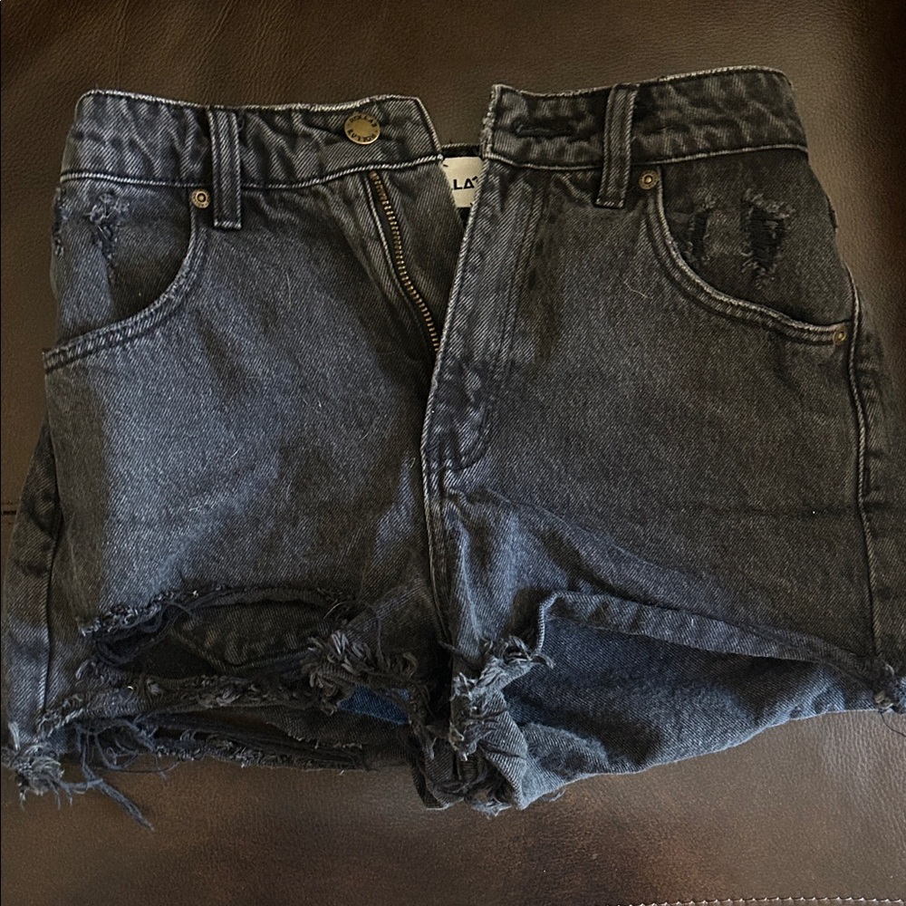 Distressed Black ROLLAS Denim Shorts
